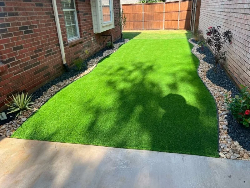 Artificial turf side yard installation