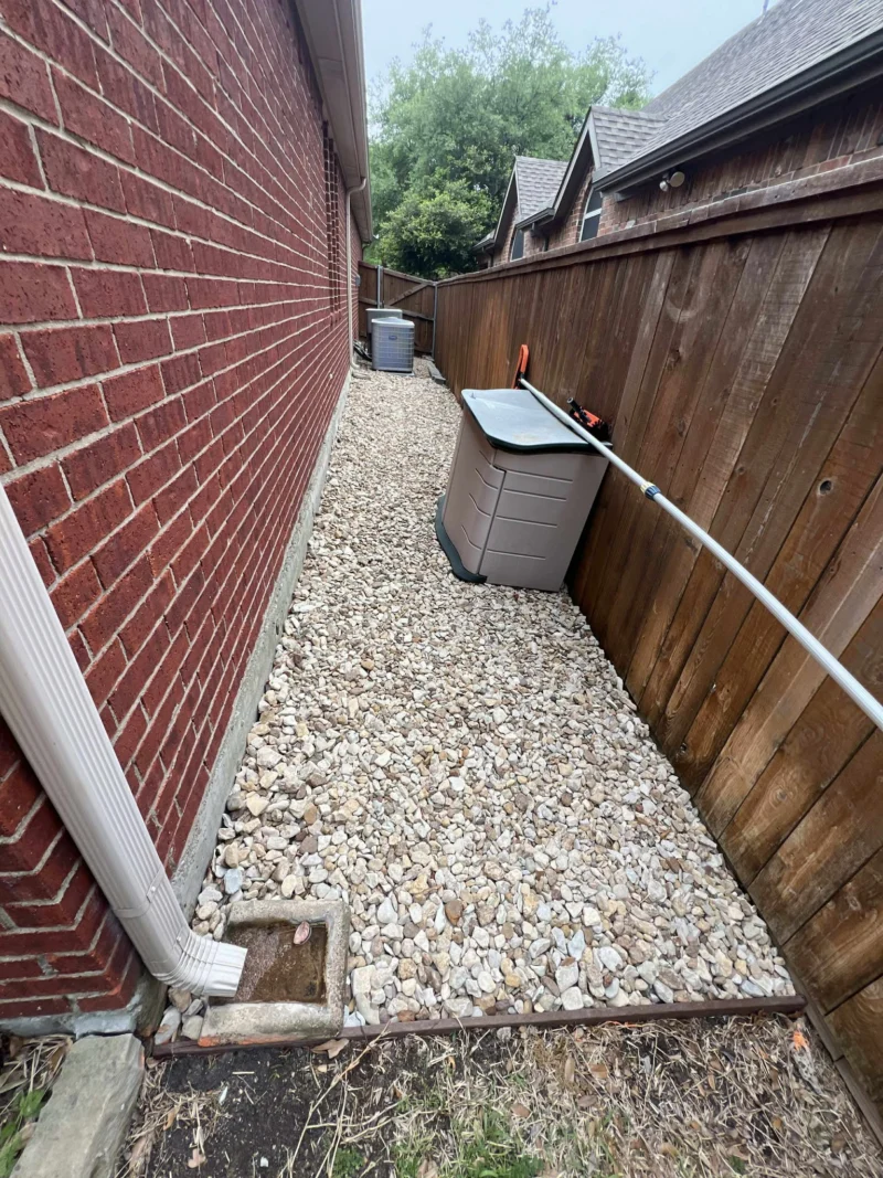 Decorative rock side yard