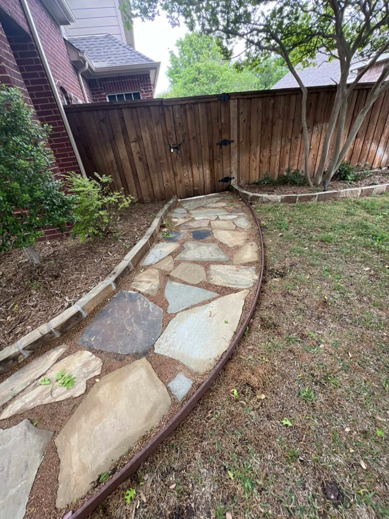 Flagstone walkway to garden gate