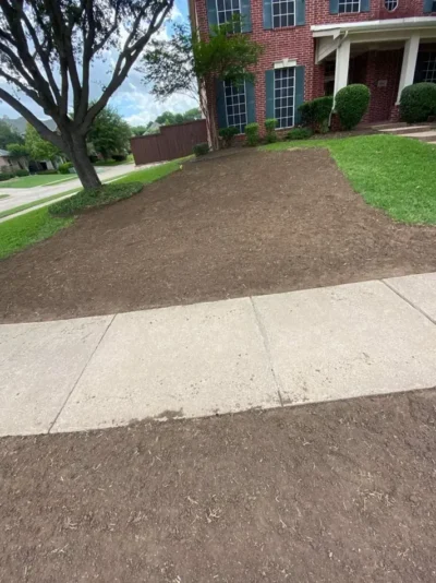 Colonial porch front lawn: before work, view 1