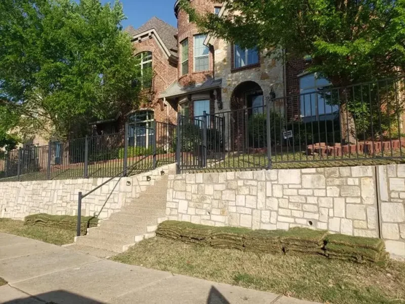Lawn below existing stone wall: work in progress, view 1