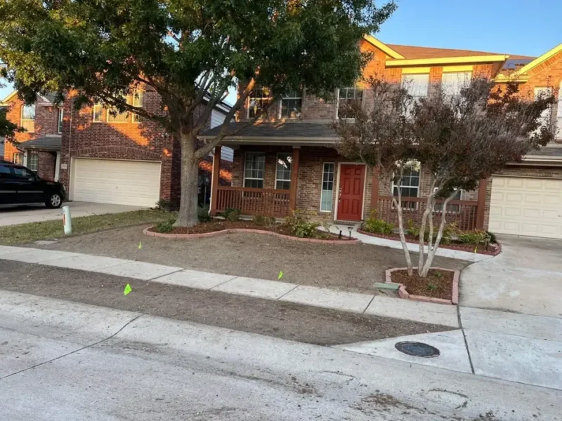 Red door front lawn: before work, view 1