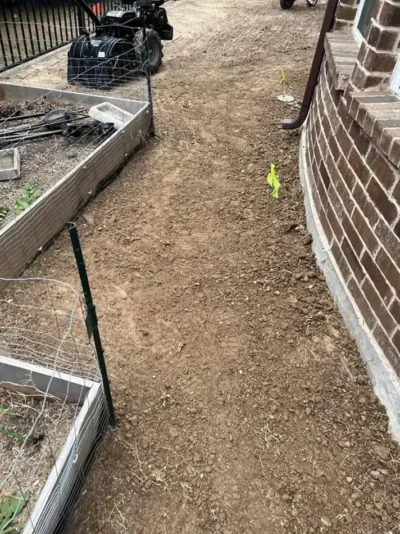 Vegetable garden side lawn: before work, view 1