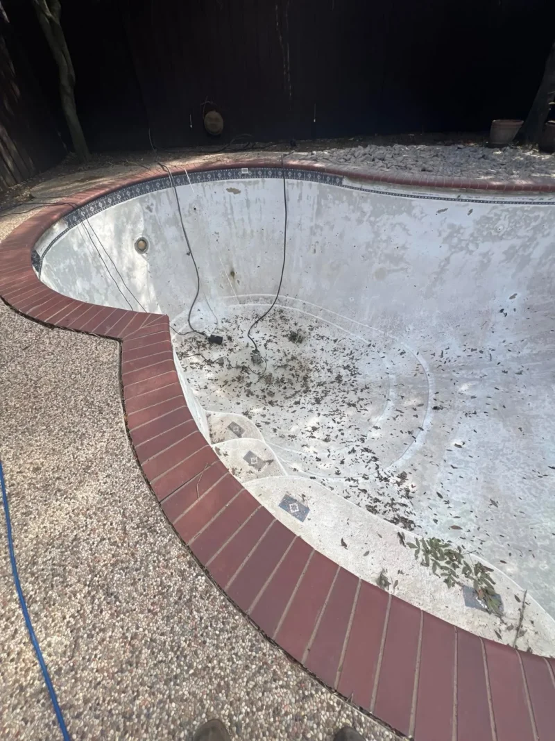 Plano pool removal to lawn: before removal, view 1