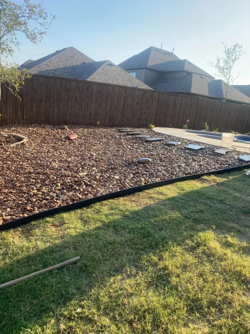 Poolside garden and stepping stones: project view, view 3