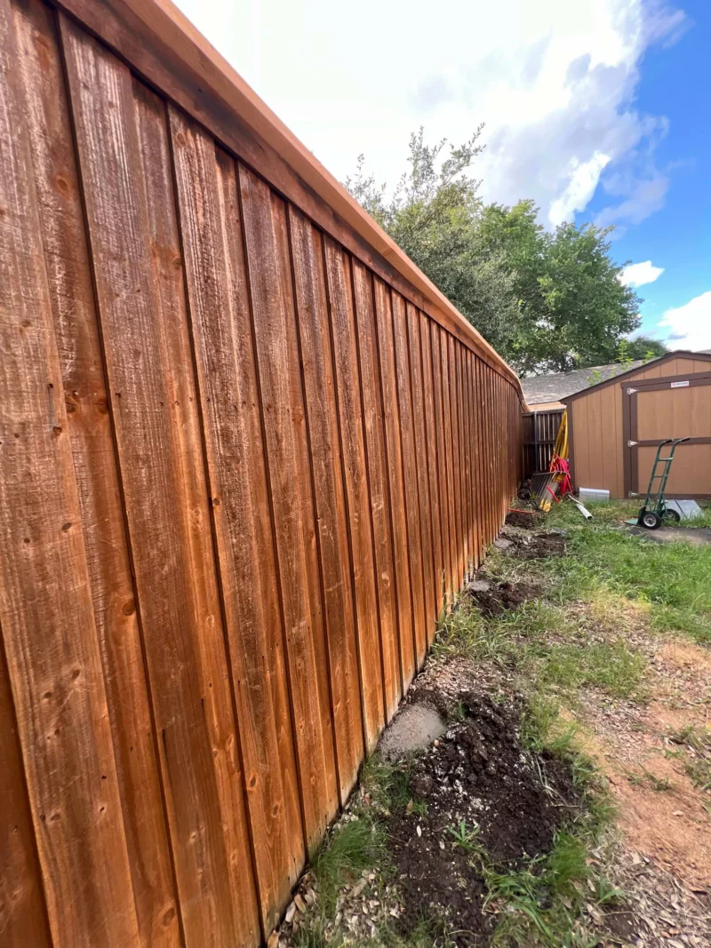Vertical wood fence along the side yard in Plano &mdash; Plano Landscaping customer project