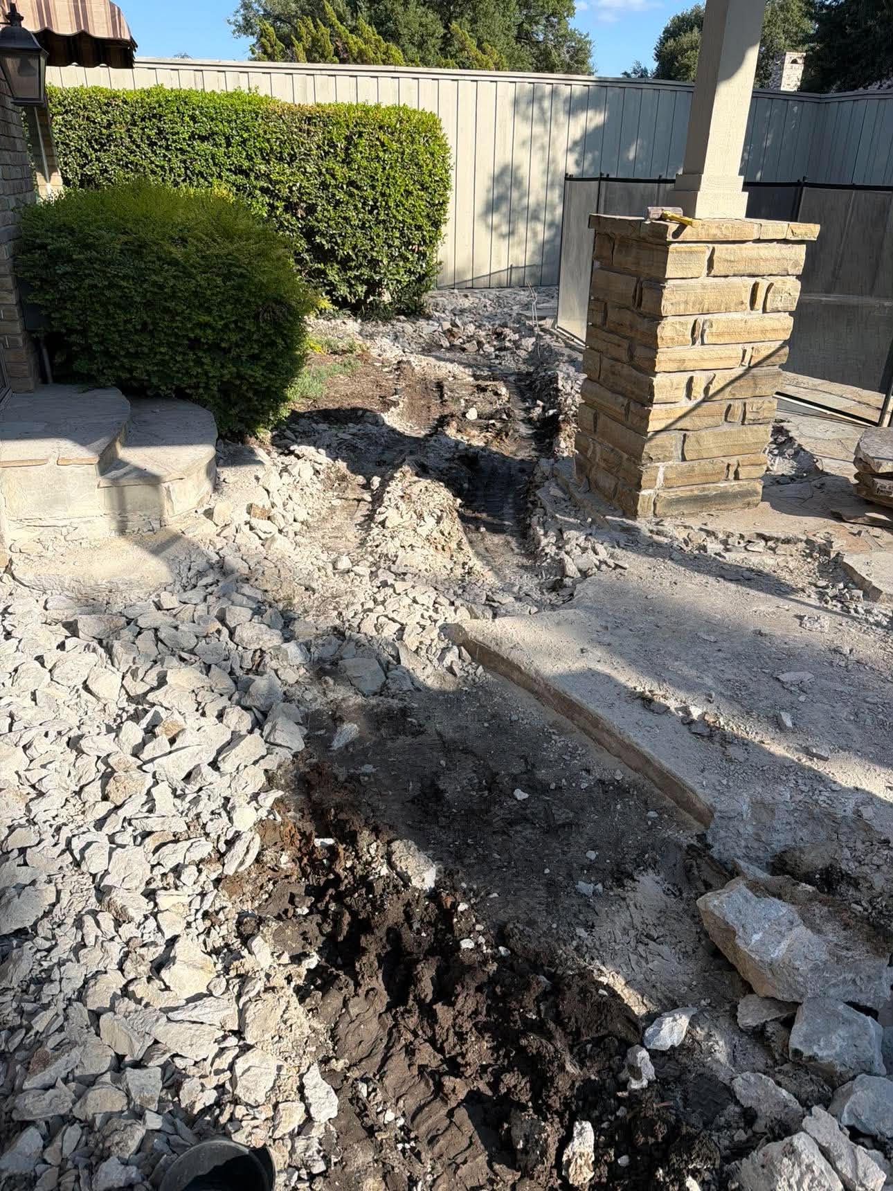Excavation during patio removal